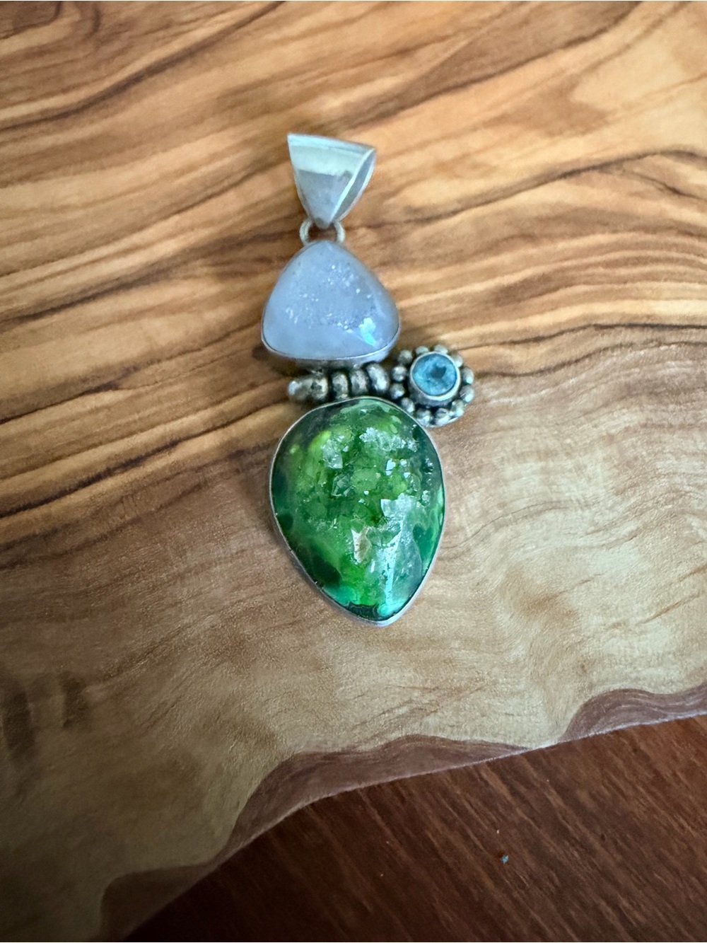 Sterling Silver Multi Stone Teardrop Pendant